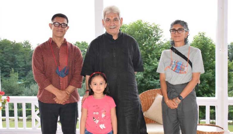 LG Sinha met actor Aamir Khan and producer-director Kiran Rao at Raj Bhavan